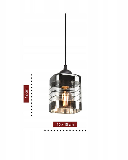 Pakabinama stiklinė lubinė lempa su trimis gaubtais (E27, metalinė)