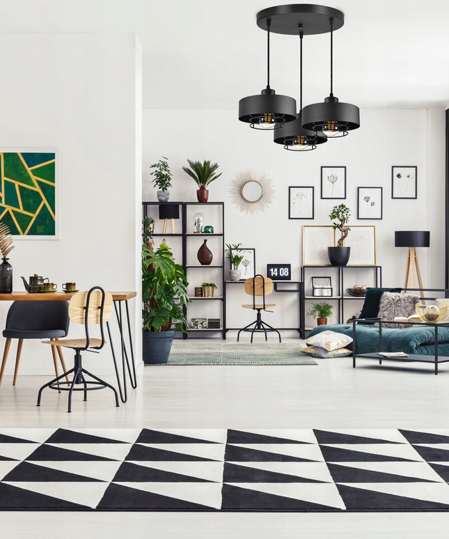 Pakabinamas juodas loft stiliaus šviestuvas su reguliuojamu aukščiu, E27 lizdas, metalinis 70 cm