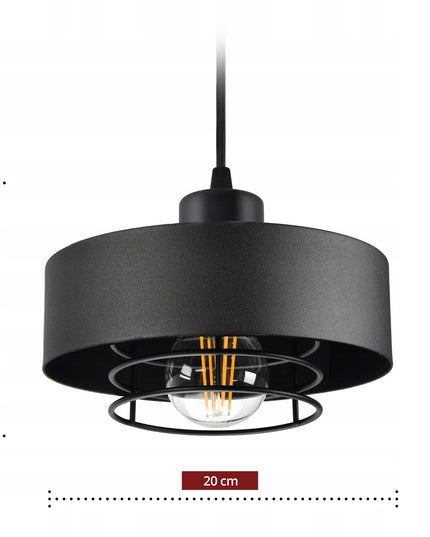 Pakabinamas juodas loft stiliaus šviestuvas su reguliuojamu aukščiu, E27 lizdas, metalinis 70 cm