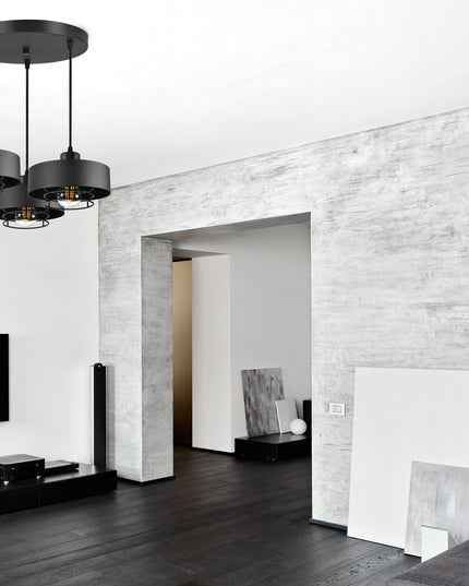 Pakabinamas juodas loft stiliaus šviestuvas su reguliuojamu aukščiu, E27 lizdas, metalinis 70 cm