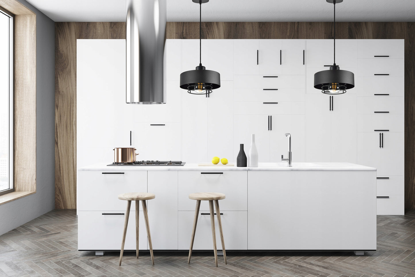Pakabinamas lubinis šviestuvas loft stiliaus juodas matinis E27 Edison virtuvei ir svetainei