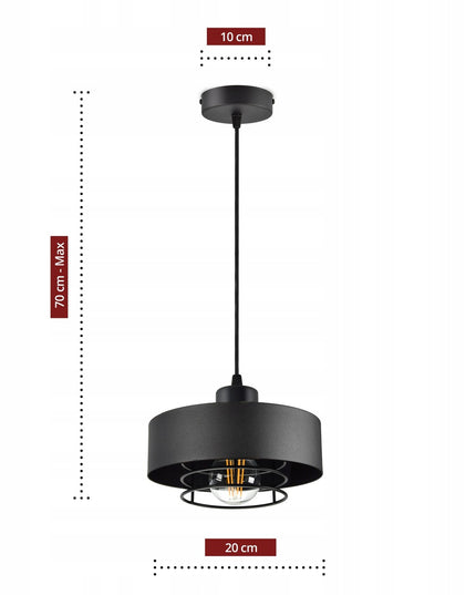 Pakabinamas lubinis šviestuvas loft stiliaus juodas matinis E27 Edison virtuvei ir svetainei