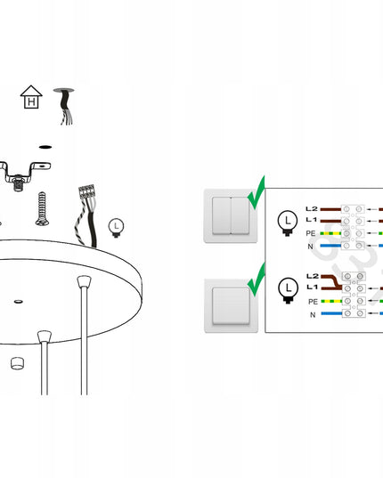 Pakabinamas šviestuvas „Glamor“ baltas-juodas-aukso spalvos (Luxolar, E27)