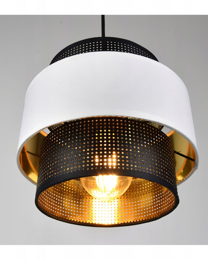 Pakabinamas šviestuvas „Glamor“ baltas-juodas-aukso spalvos (Luxolar, E27)