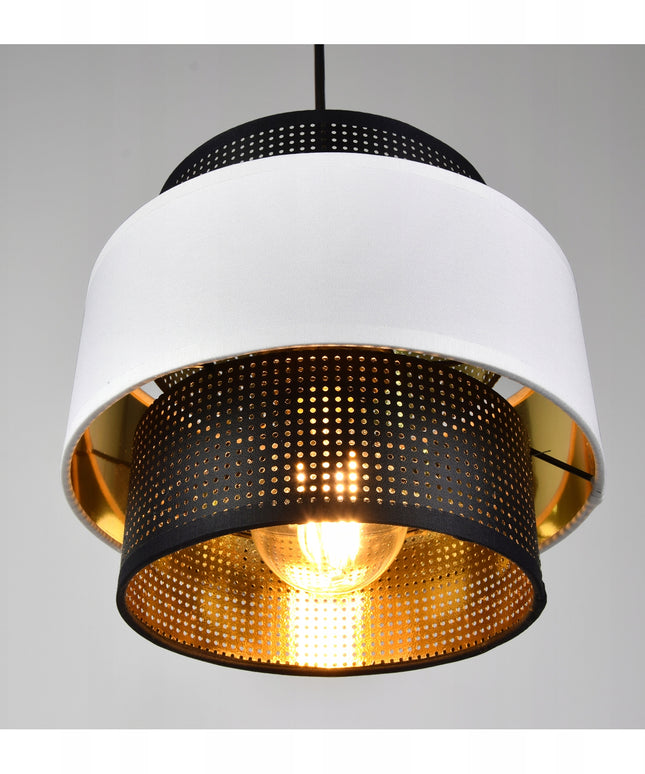 Pakabinamas šviestuvas „Glamor“ baltas-juodas-aukso spalvos (Luxolar, E27)