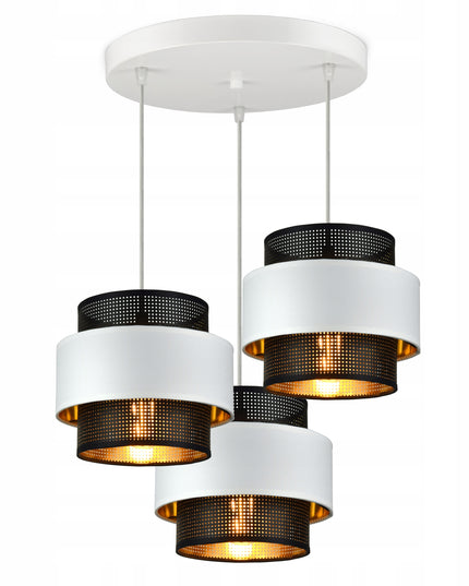 Pakabinamas šviestuvas „Glamor“ baltas-juodas-aukso spalvos (Luxolar, E27)