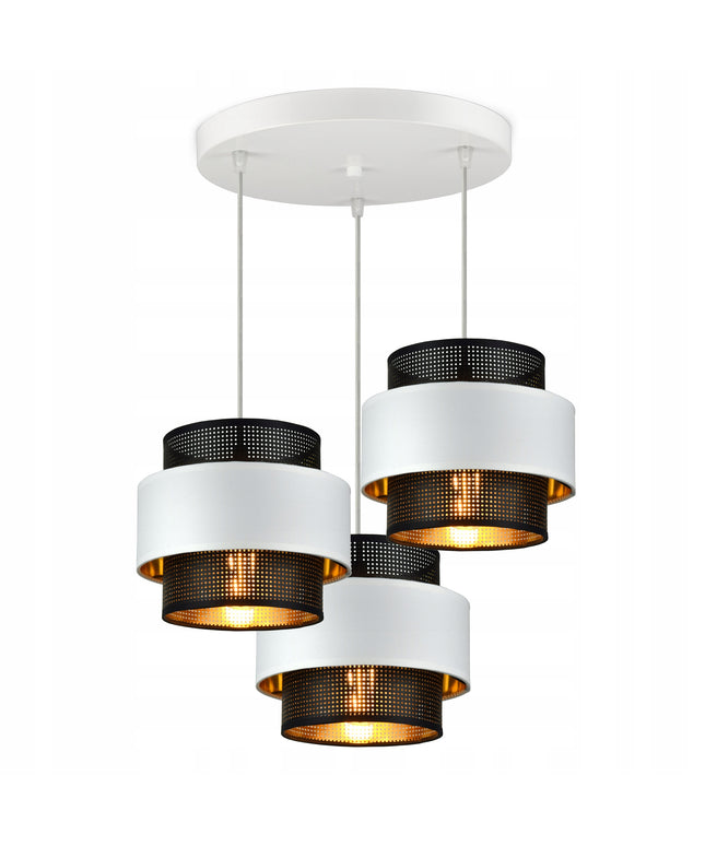 Pakabinamas šviestuvas „Glamor“ baltas-juodas-aukso spalvos (Luxolar, E27)