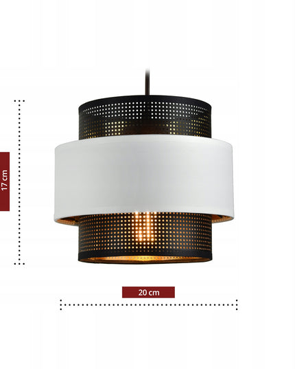 Pakabinamas šviestuvas „Glamor“ baltas-juodas-aukso spalvos (Luxolar, E27)