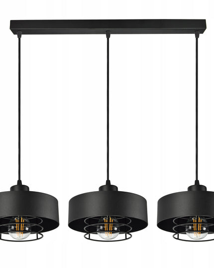 Pakabinamas šviestuvas Loft Edison juodas matinis, E27, aukščio reguliavimas, 2 elektros grandinės, 12–16 m²