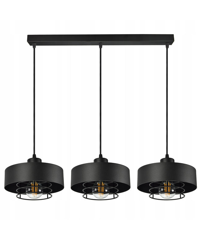 Pakabinamas šviestuvas Loft Edison juodas matinis, E27, aukščio reguliavimas, 2 elektros grandinės, 12–16 m²