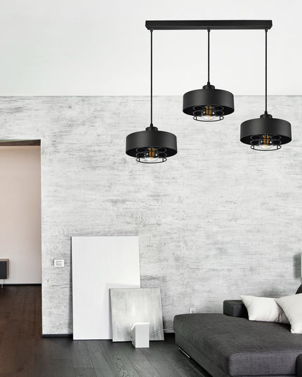 Pakabinamas šviestuvas Loft Edison juodas matinis, E27, aukščio reguliavimas, 2 elektros grandinės, 12–16 m²