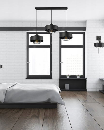 Pakabinamas šviestuvas Loft Edison juodas matinis, E27, aukščio reguliavimas, 2 elektros grandinės, 12–16 m²