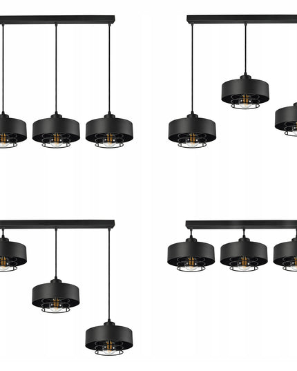 Pakabinamas šviestuvas Loft Edison juodas matinis, E27, aukščio reguliavimas, 2 elektros grandinės, 12–16 m²