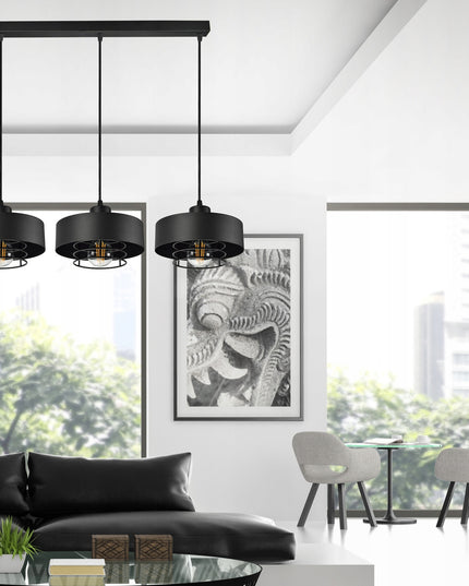 Pakabinamas šviestuvas Loft Edison juodas matinis, E27, aukščio reguliavimas, 2 elektros grandinės, 12–16 m²