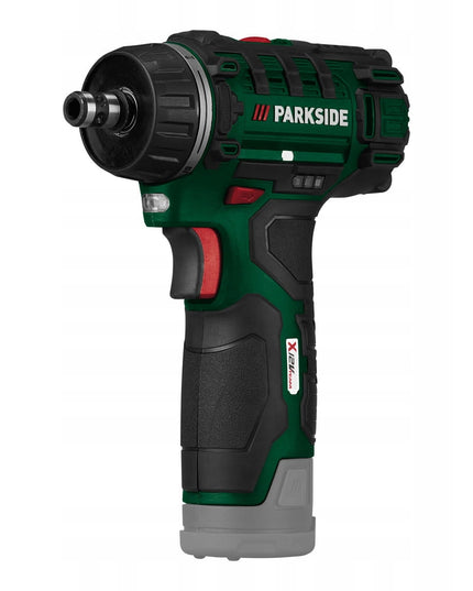 Parkside PBSA 12 E4 akumuliatorinis gręžtuvas-suktuvas su lagaminu