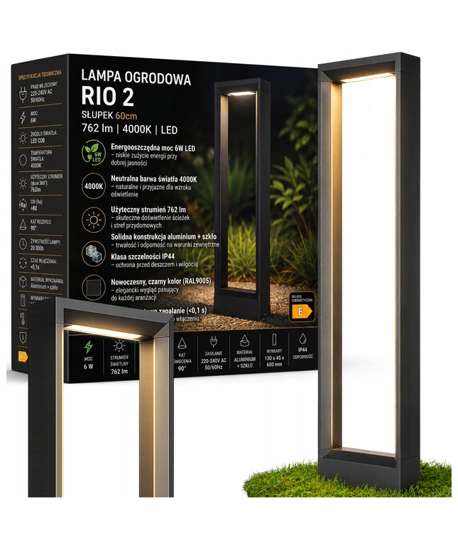 Pastatomas sodo šviestuvas stulpas 60cm 762lm, lauko, 4000K LED, juodas