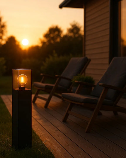 Pastatomas sodo šviestuvas stulpas LED 50cm lauko E27 JUODAS