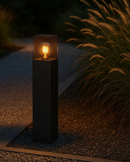 Pastatomas sodo šviestuvas stulpas LED 50cm lauko E27 JUODAS