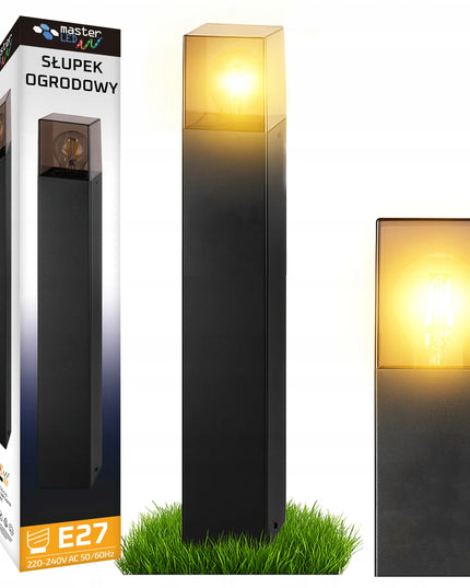 Pastatomas sodo šviestuvas stulpas LED 50cm lauko E27 JUODAS