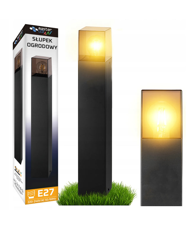 Pastatomas sodo šviestuvas stulpas LED 50cm lauko E27 JUODAS