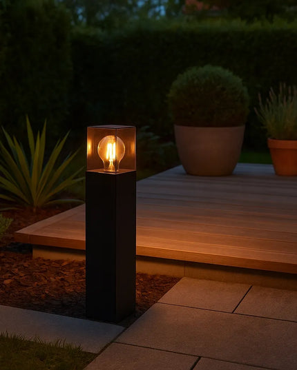 Pastatomas sodo šviestuvas stulpas LED 50cm lauko E27 JUODAS