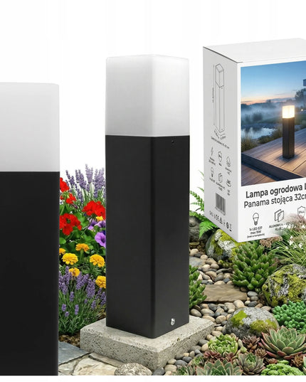 Pastatomas sodo šviestuvas stulpelis 32cm lauko E27 JUODAS LED