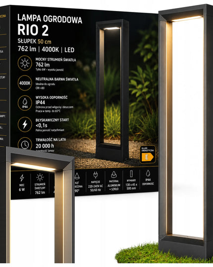 Pastatomas sodo šviestuvas stulpelis 50 cm, 762 lm, išorinis, 4000 K LED