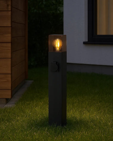 Pastatomas sodo šviestuvas stulpelis LED 60 cm su 230V lizdu, E27, juodas