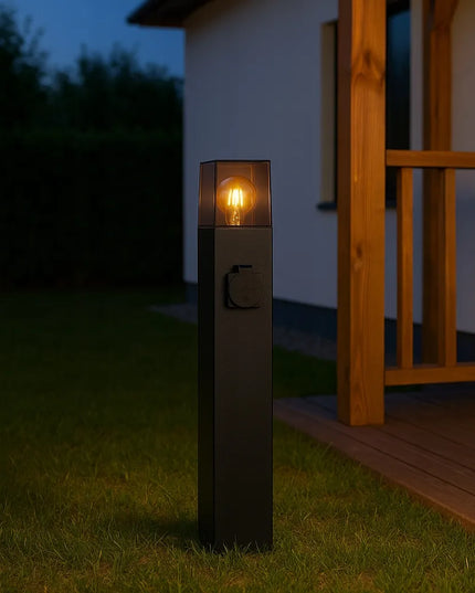Pastatomas sodo šviestuvas stulpelis LED 60 cm su 230V lizdu, E27, juodas