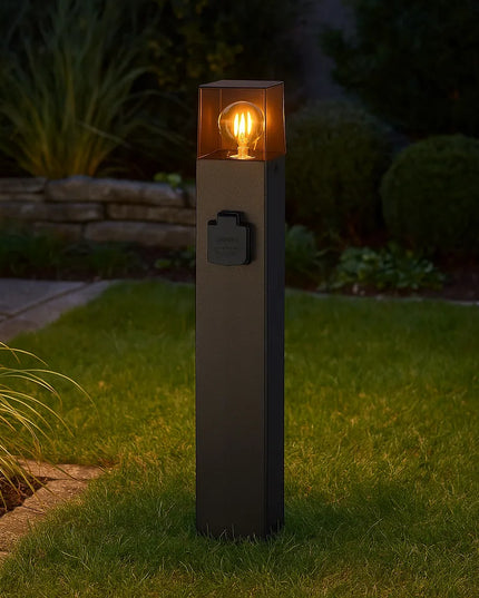 Pastatomas sodo šviestuvas stulpelis LED 60 cm su 230V lizdu, E27, juodas