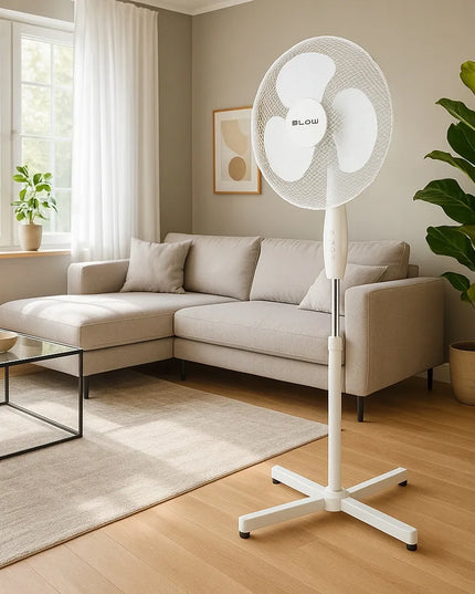 Pastatomas ventiliatorius BLOW 55W 40cm su reguliuojamu aukščiu ir osciliacija