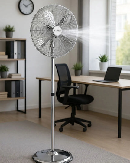 Pastatomas ventiliatorius BLOW su 4 mentėmis, 60W, 125cm, tylus ir galingas metalinis