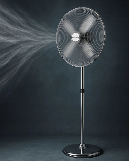 Pastatomas ventiliatorius BLOW su 4 mentėmis, 60W, 125cm, tylus ir galingas metalinis