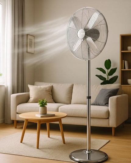 Pastatomas ventiliatorius BLOW su 4 mentėmis, 60W, 125cm, tylus ir galingas metalinis