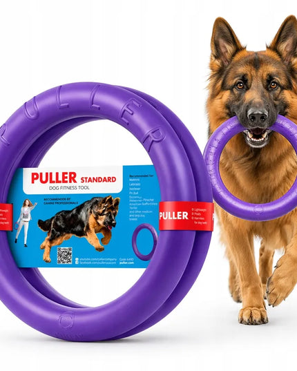 Patvarus žaislas tempimui PULLER Standard 28 cm šunims – 2 žiedai dideliems šunims