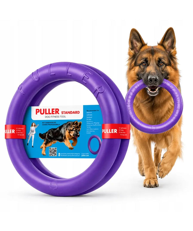 Patvarus žaislas tempimui PULLER Standard 28 cm šunims – 2 žiedai dideliems šunims