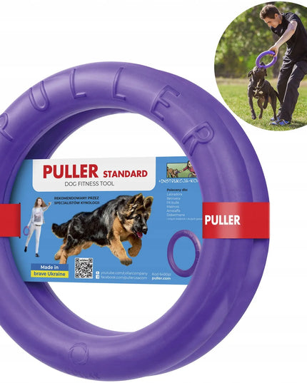 Patvarus žaislas tempimui PULLER Standard 28 cm šunims – 2 žiedai dideliems šunims