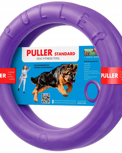 Patvarus žaislas tempimui PULLER Standard 28 cm šunims – 2 žiedai dideliems šunims