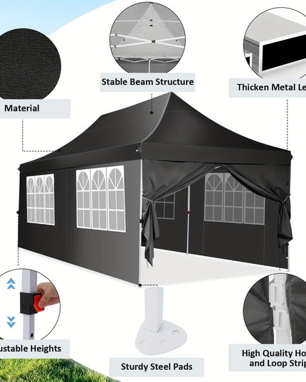 Balta išsiskleidžianti pavėsinė 3x6 m su šoninėmis sienelėmis – elegantiškas pasirinkimas lauko šventėms ir renginiams