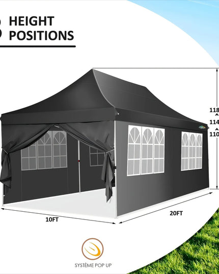 Balta išsiskleidžianti pavėsinė 3x6 m su šoninėmis sienelėmis – elegantiškas pasirinkimas lauko šventėms ir renginiams