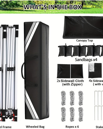 Balta išsiskleidžianti pavėsinė 3x6 m su šoninėmis sienelėmis – elegantiškas pasirinkimas lauko šventėms ir renginiams