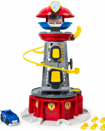 PAW PATROL didelė stebėjimo bokšto bazė, Chase figūrėlė, Mighty Pups, 84 cm + DOVANA