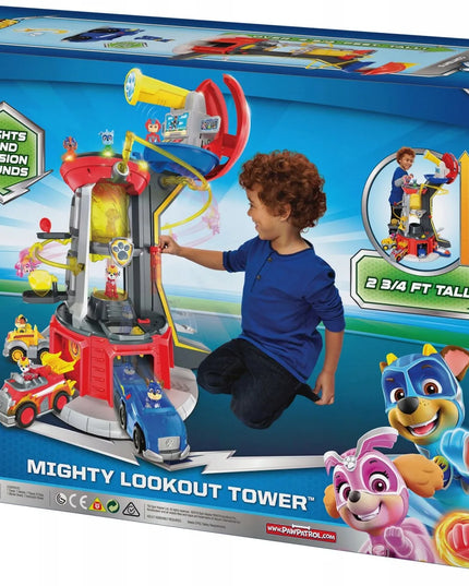 PAW PATROL didelė stebėjimo bokšto bazė, Chase figūrėlė, Mighty Pups, 84 cm + DOVANA