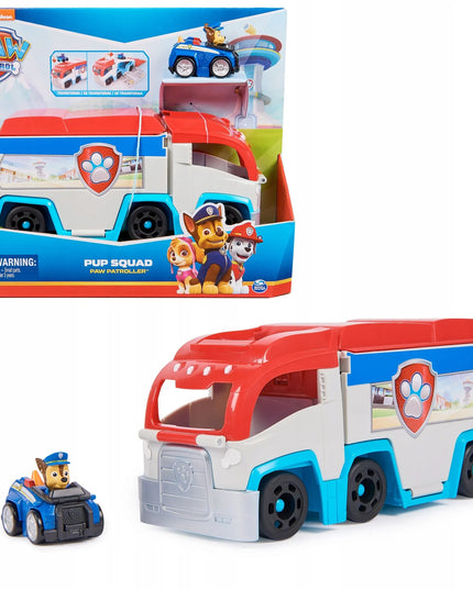PAW PATROL patruliuotojas PUP SQUAD + Chase figūrėlė su automobiliuku 26 cm