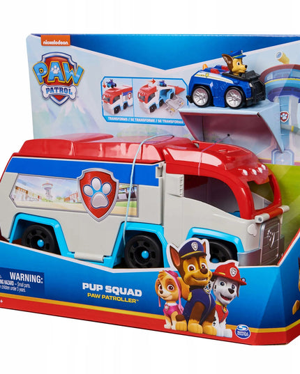 PAW PATROL patruliuotojas PUP SQUAD + Chase figūrėlė su automobiliuku 26 cm