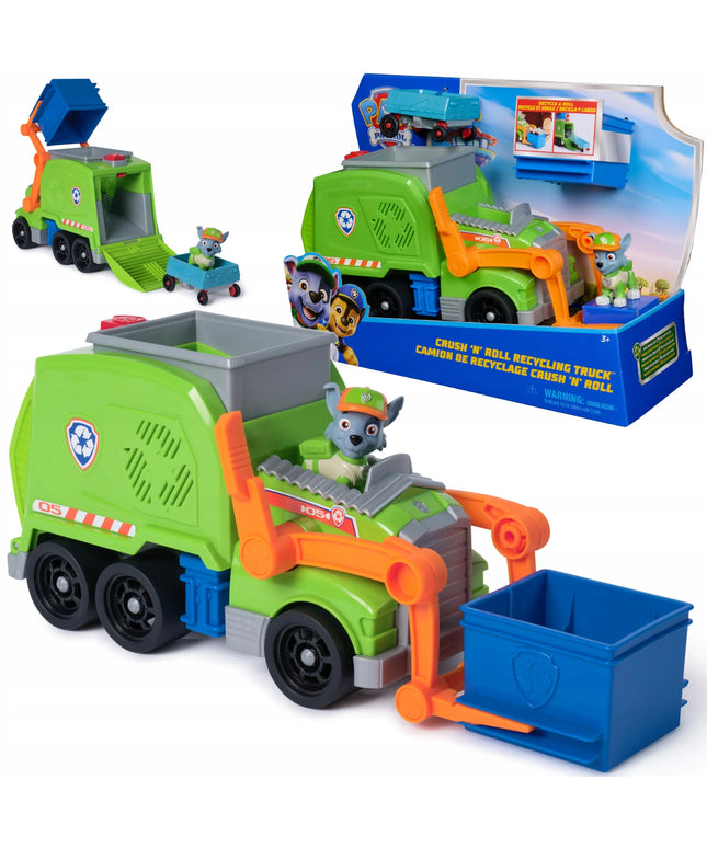 PAW Patrol Rocky šiukšliavežė – Deluxe gelbėjimo transporto priemonė su figūrėle ir priedais