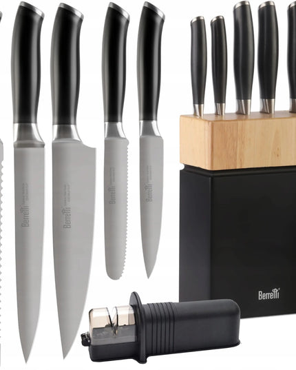Peilių rinkinys laikiklyje Berretti Grande + Fiskars drožtukas