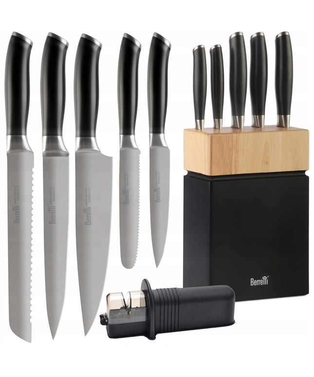 Peilių rinkinys laikiklyje Berretti Grande + Fiskars drožtukas