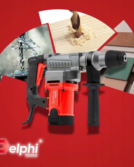 Perforatorius Delphi Tools SDS+ 2200W su 3 funkcijomis, kaltu ir grąžtų rinkiniu lagamine – galingas smūginis gręžtuvas betonavimui, medžiui ir metalui