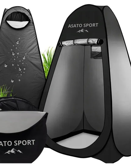 Persirengimo palapinė Asato, juoda, sulankstoma kempingo širma
